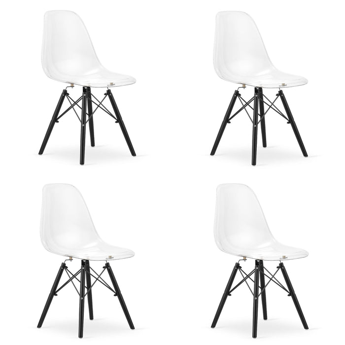 Sedia Valora OSAKA con gambe nere trasparenti per soggiorno x4