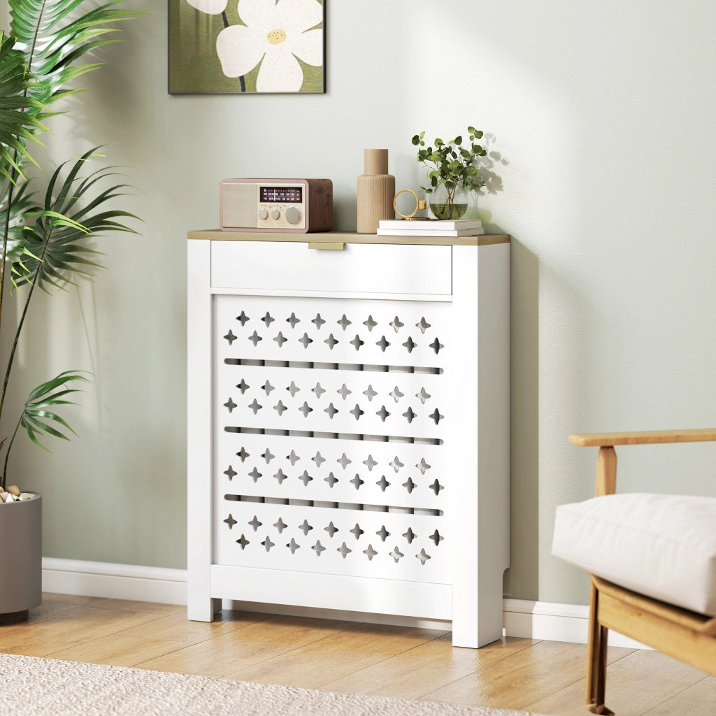 Copri termosifone con mensola e anta ribaltabile ¨C Xylo ¨C 78x19x95,5 cm bianco