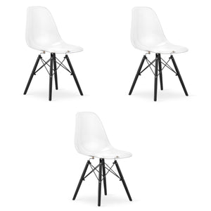 Sedia Valora OSAKA con gambe nere trasparenti per soggiorno x3