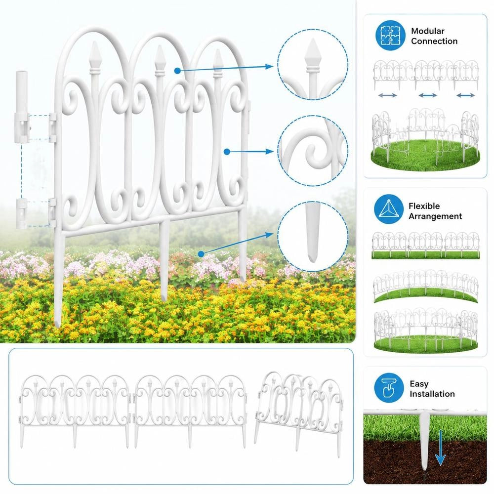Lawn Edging, 17 Pieces, White, 10 M, PP