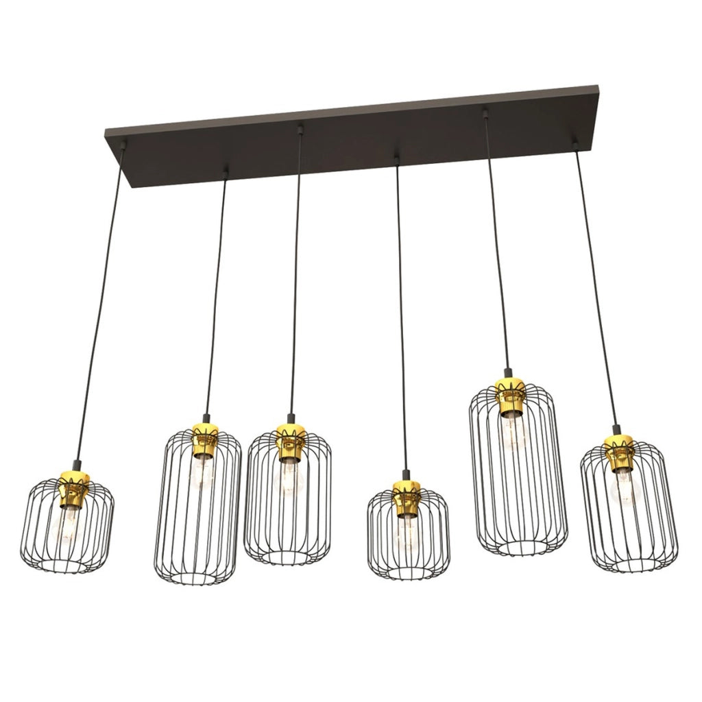 Lampada a sospensione VANDER in acciaio nero e oro
