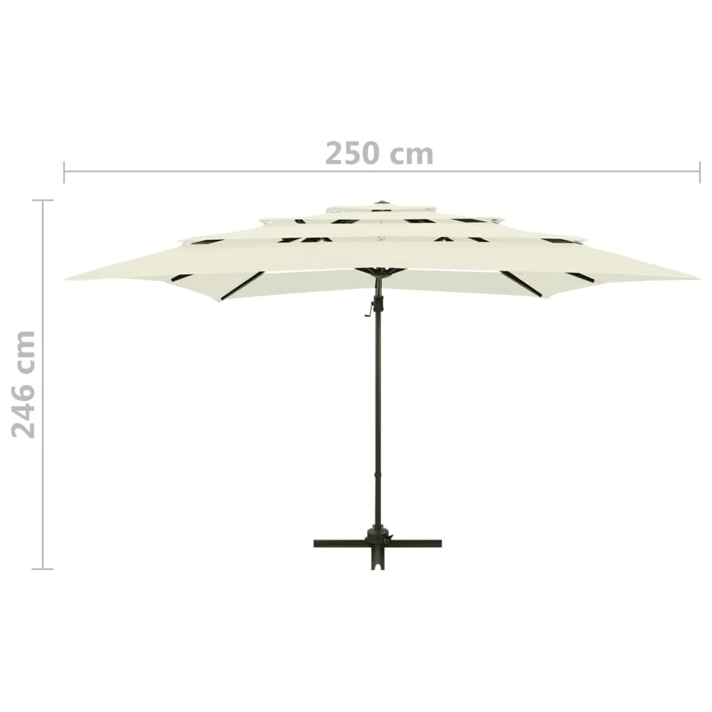 Ombrellone da giardino a 4 livelli con palo in alluminio 250 x 250 cm colore sabbia 02_0008792