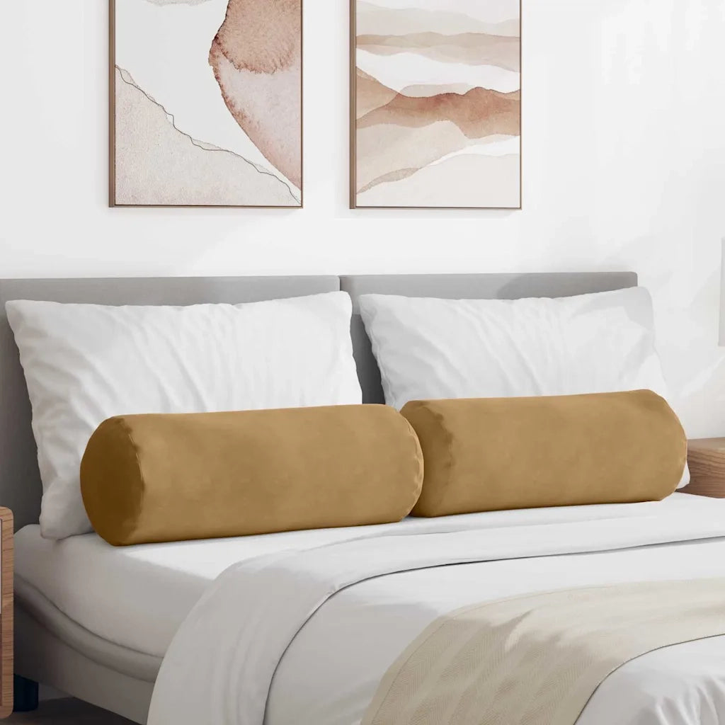 Cuscini a rullo 2 pcs Marrone Ø 25 x 70 cm Tessuto in Cords 42014336
