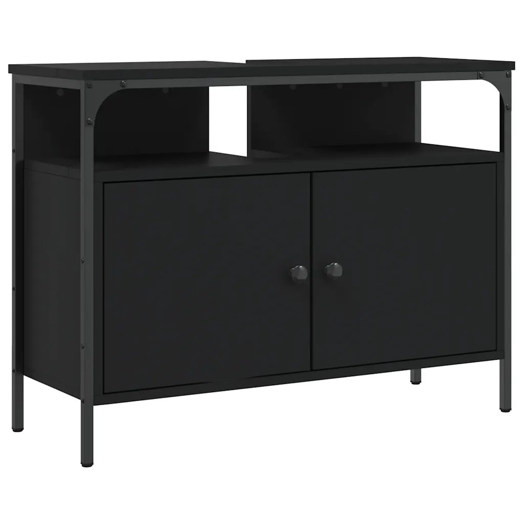 Mobile Lavabo Bagno Nero 80x30x60 cm in Legno Multistrato 842441