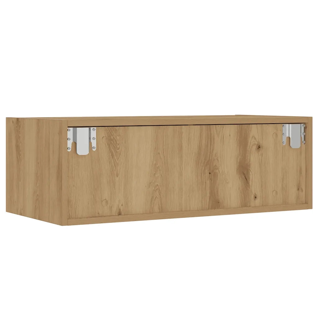 Mobile Porta TV con Luci LED Rovere Artigianale 75x35,5x25 cm 860237