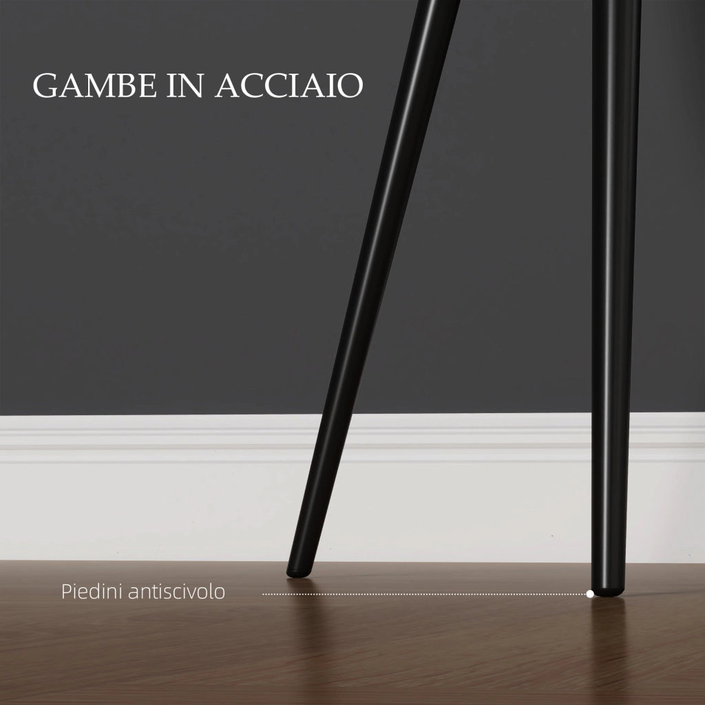 Set 2 Sedie Moderne con Braccioli 54x57x80 cm in Tessuto Effetto Velluto Nero