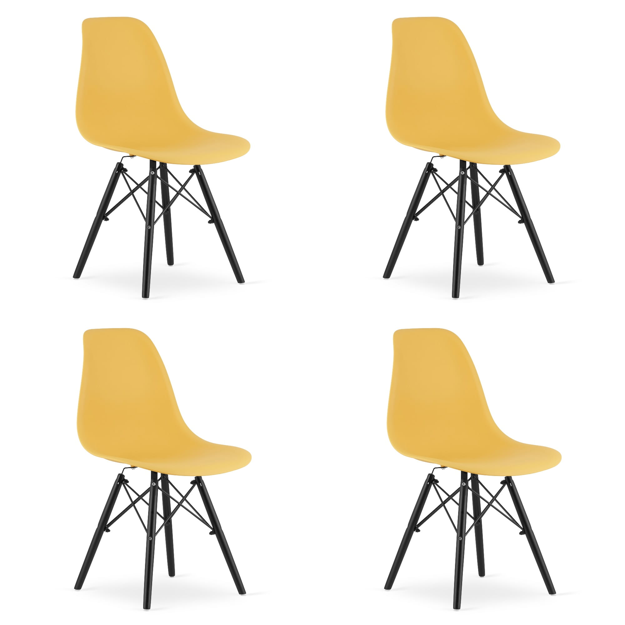 Sedia Valora OSAKA gambe nere senape per sala da pranzo x4