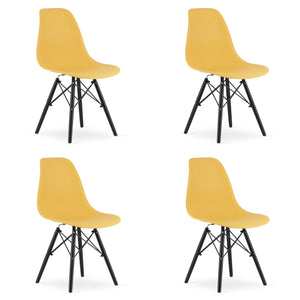 Sedia Valora OSAKA gambe nere senape per sala da pranzo x4