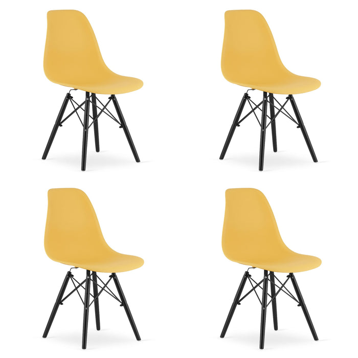 Sedia Valora OSAKA gambe nere senape per sala da pranzo x4