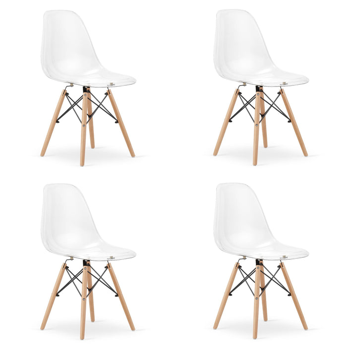 Sedia Valora OSAKA con gambe trasparenti naturali per soggiorno x4
