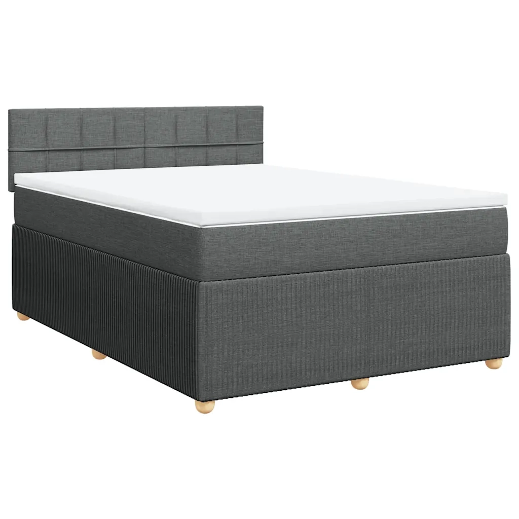 Giroletto a Molle con Materasso Grigio Scuro 140x190 cm Tessuto