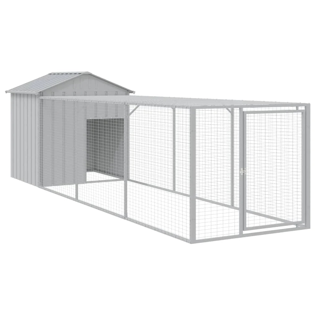 Recinto per pollaio con gabbia per galline con recinto luminoso 117 x 405 x 123 cm acciaio zincato grigio 02_0043959