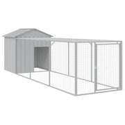 Recinto per pollaio con gabbia per galline con recinto luminoso 117 x 405 x 123 cm acciaio zincato grigio 02_0043959