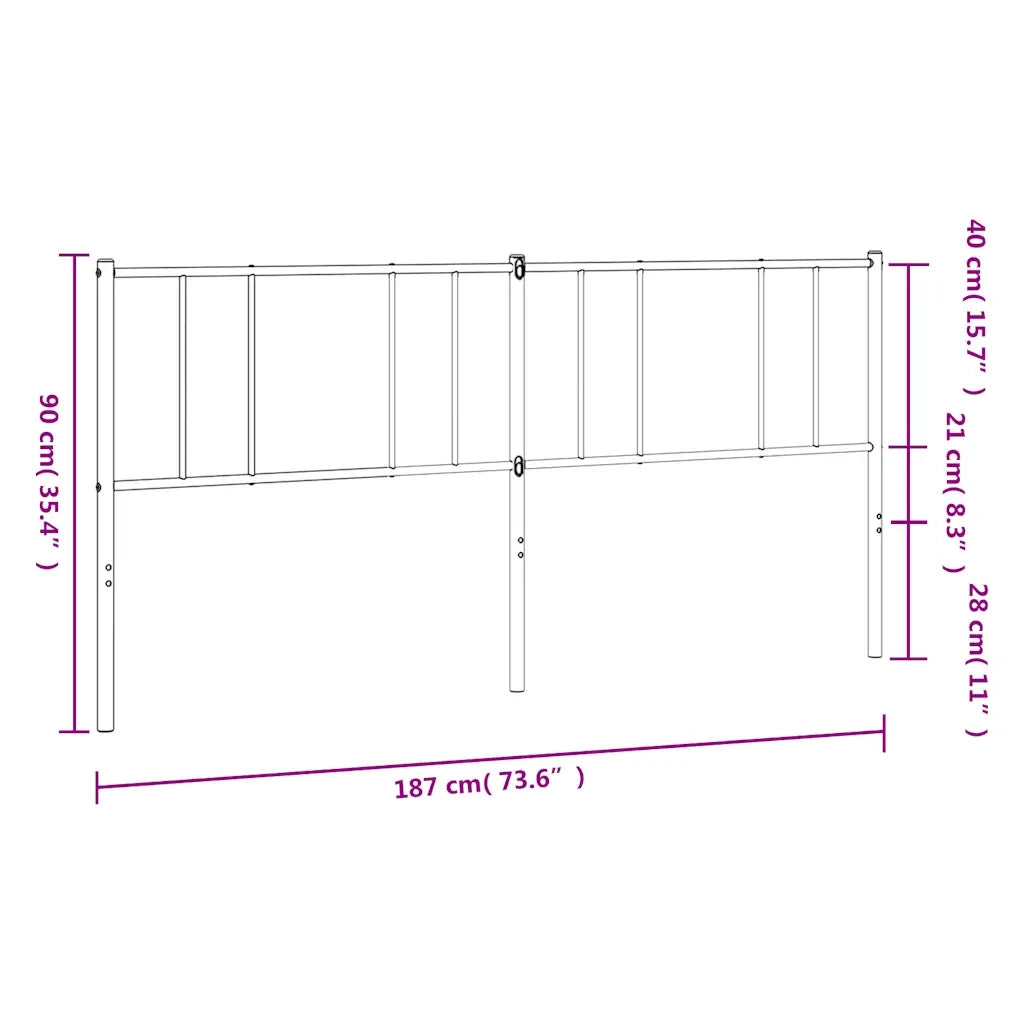 Testiera | Testata di Ricambio in Metallo Nero 180 cm