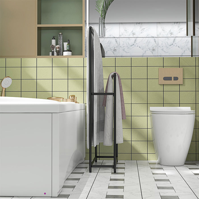 Portasciugamani da Terra a 2 Bracci Autoportante 66x20x110 cm in Metallo Nero