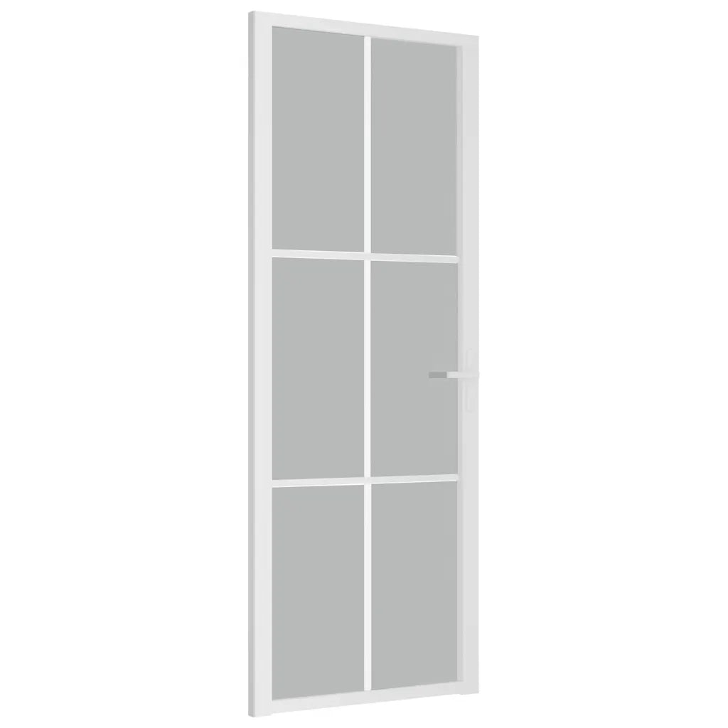 Porta Interna 76x201,5 cm Bianco Opaco Vetro e Alluminio 350580