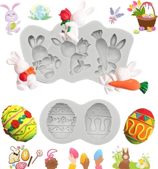 Modulo di silicone per Pasqua, Pasqua, coniglio, stampi per plastica, stampi per plastica, uova di Pasqua, stampo per candele, stampo per oggetti da regalo, artigianato DIY, decorazione