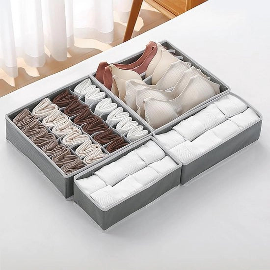 Organizzatori per abbigliamento, intimo e calze - Organizzatori di stoffa pieghevoli (4 pezzi)