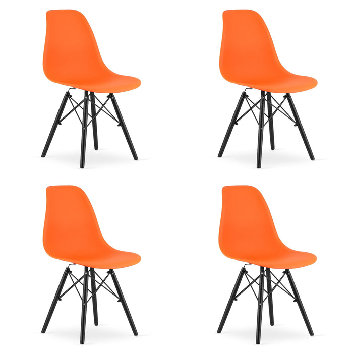 Sedia ergonomica Valora OSAKA con gambe arancioni e nere per sala da pranzo x4