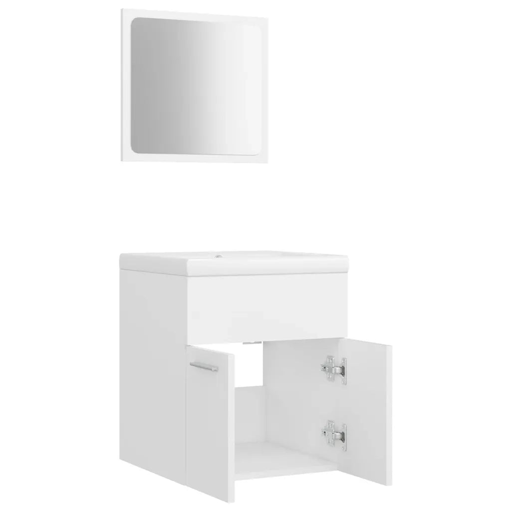 Set Mobili da Bagno | Armadio da bagno Bianco in Legno Multistrato