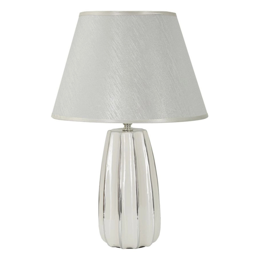 Lampada da Tavolo VKH112, Bianco, Ceramica, 30x30x45 cm