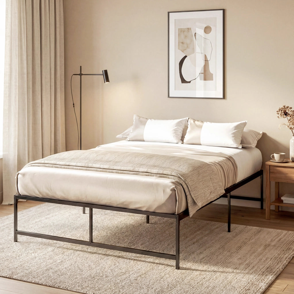 Letto Matrimoniale Contenitore in Metallo ¨C Zephmum ¨C Nero 135x190 cm