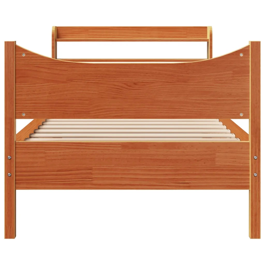 Giroletto con Testiera Marrone Cera 75x190 cm Massello Pino 3307070