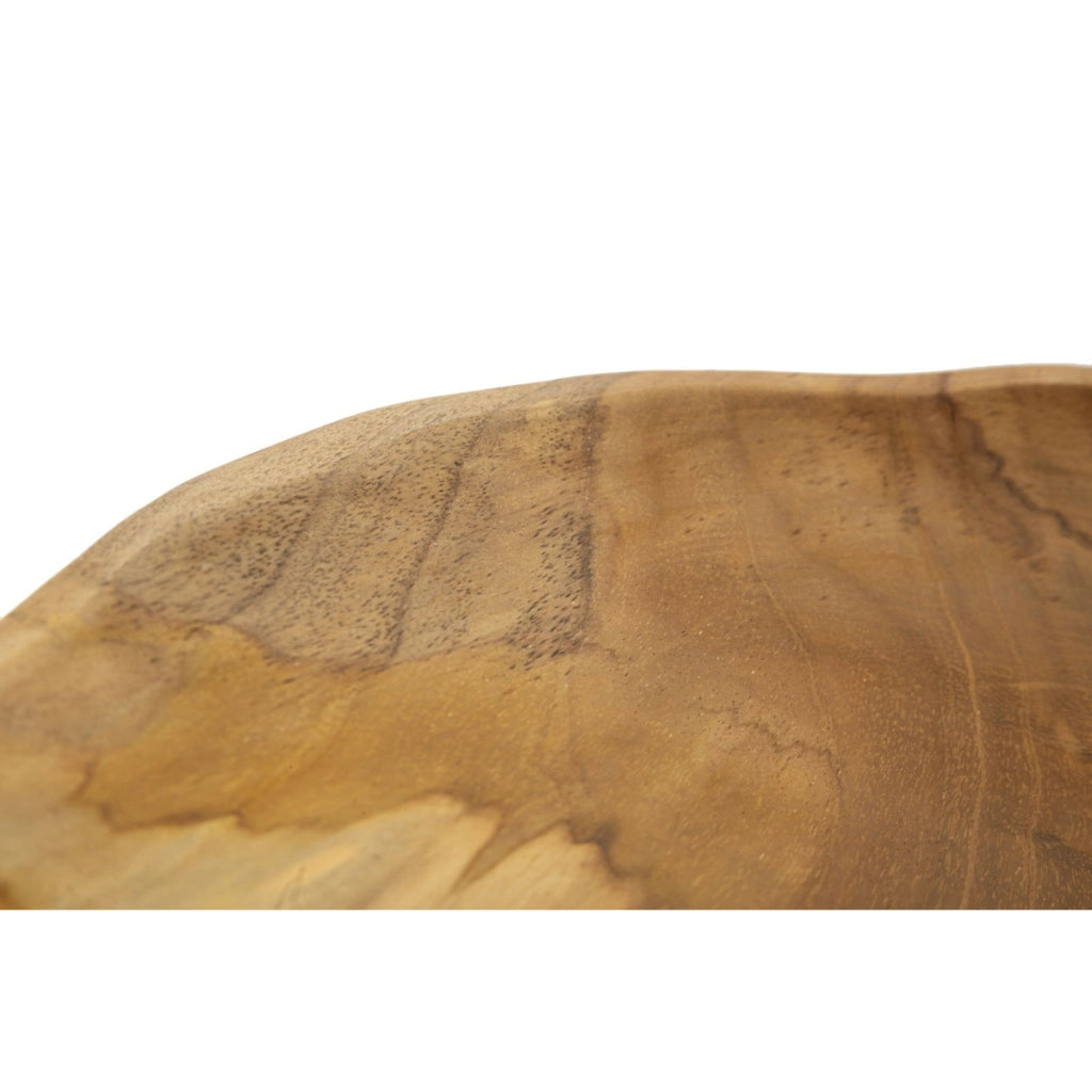 Vassoio svuotatasche Wahan in teak riciclato con manici 42x36x7 cm — pezzo unico