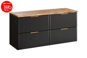 Set mobili bagno 120 cm con piano Adel Black 120 x 1401 x 46 cm