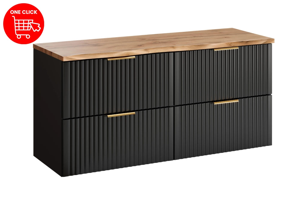 Set mobili bagno 120 cm con piano Adel Black 120 x 1401 x 46 cm
