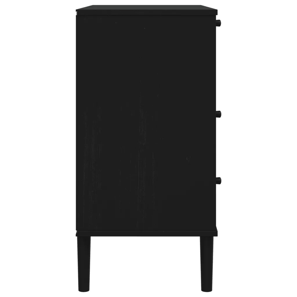 Cassettiera SENJA Aspetto Rattan Nera 80x40x80 cm in Legno Pino 358024