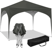 Gazebo da Giardino Richiudibile 3x3m Gazebo Esterno in Ferro Regolabile in Altezza Tendone con Soffitto Semicircolare Pieghevole Protezione Solare, Tende per eventi Facile da Montare Grigio