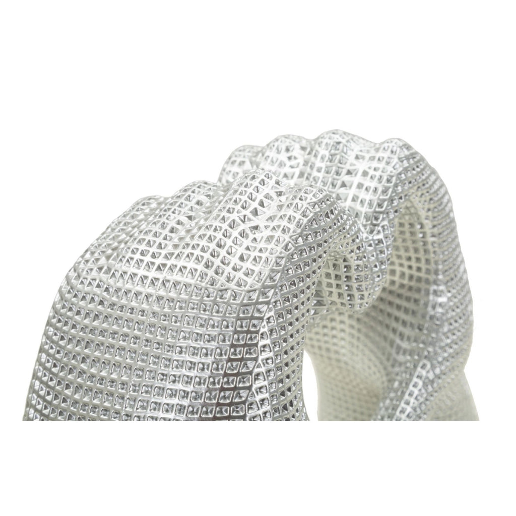 Scultura Lover in resina argento: coppia di amanti