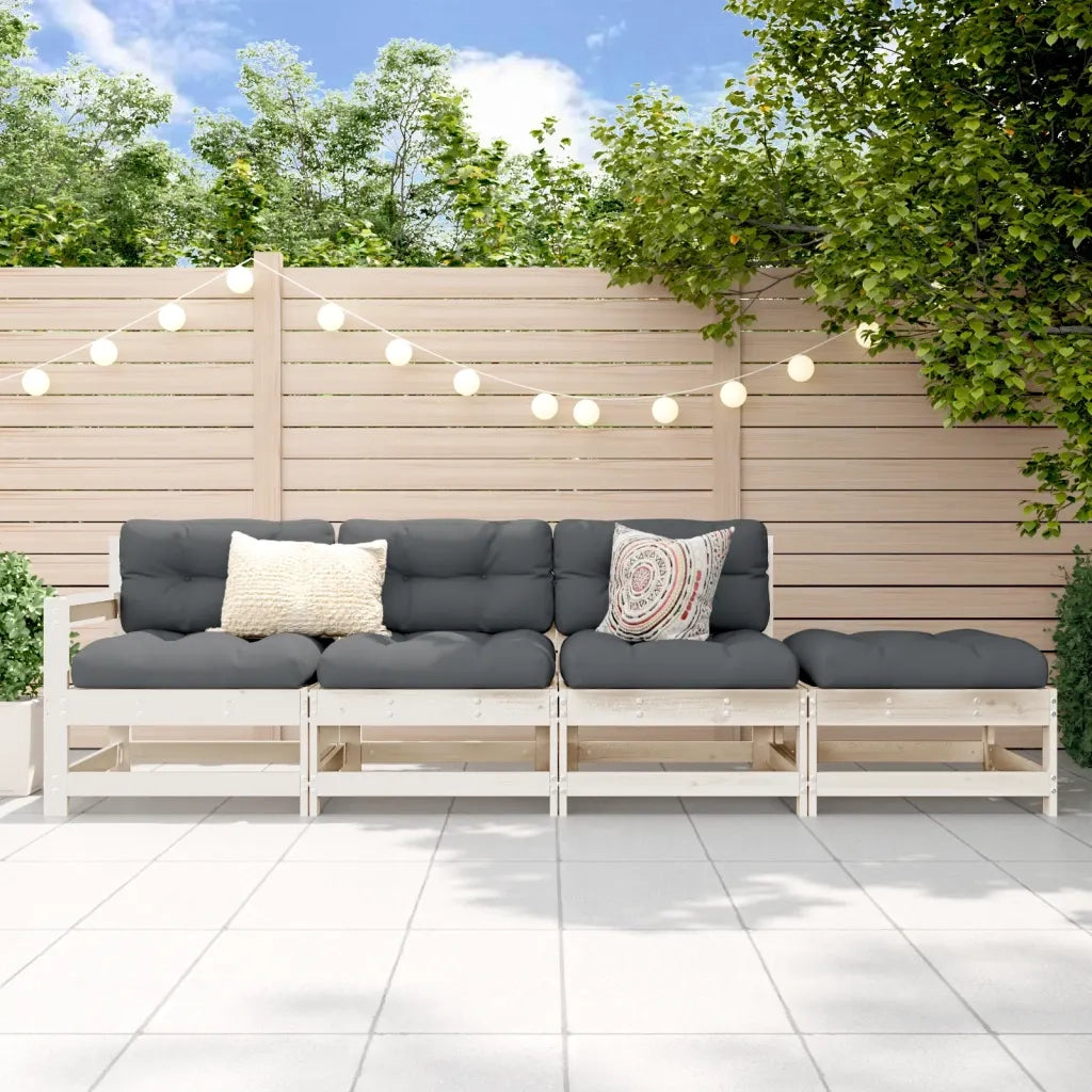 Set Salotto da Giardino 4 pz Bianco in Legno Massello di Pinocod mxl 108624