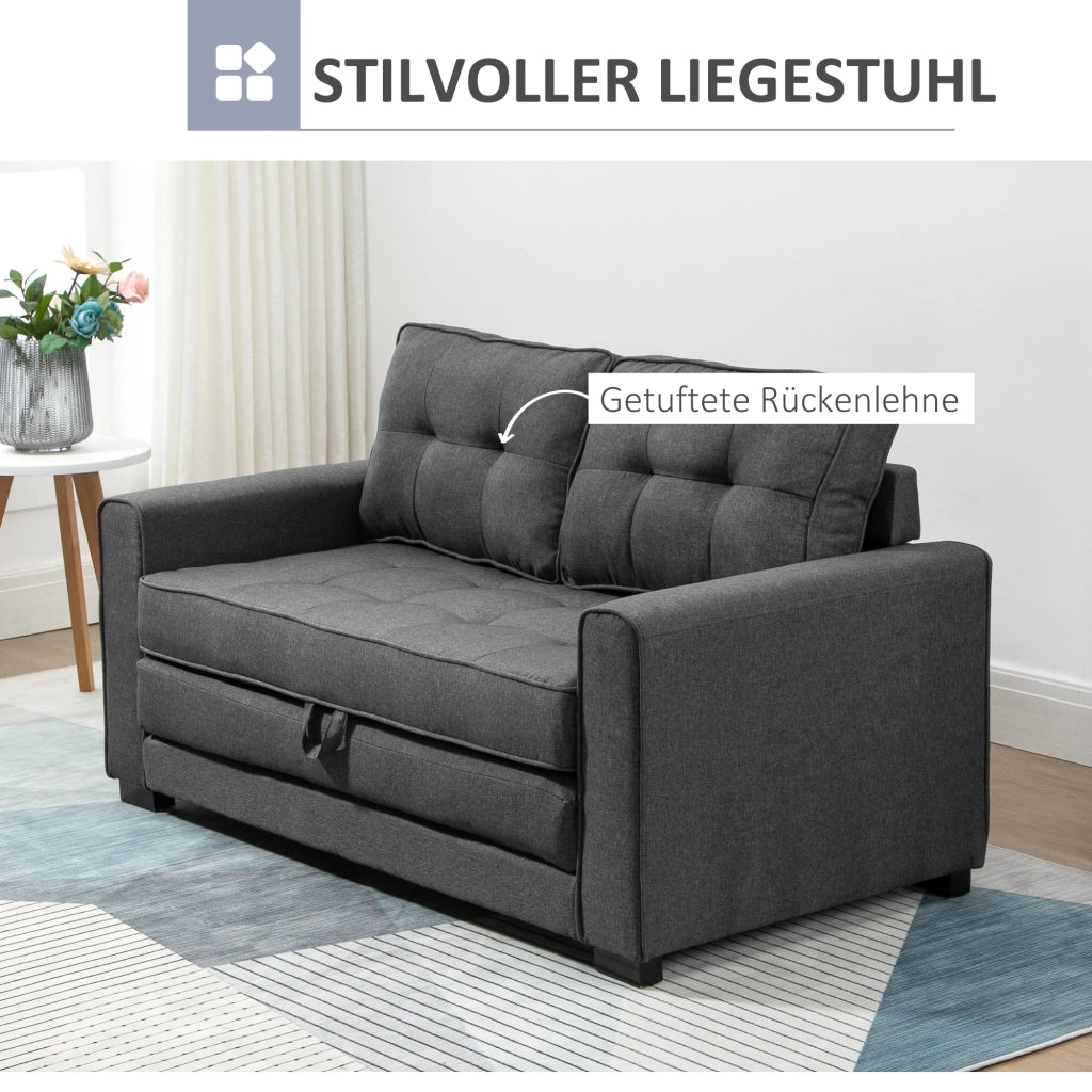 DIVANO LETTO 2 POSTI 147,5x75x85 cm Grigio in poliestere