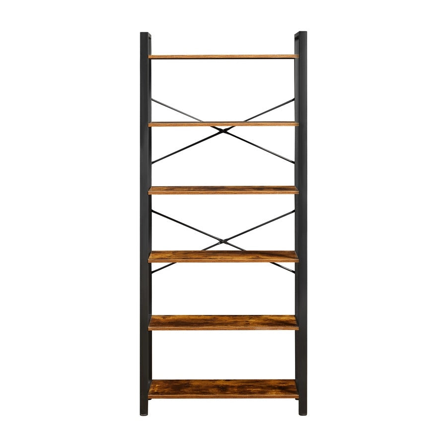 Libreria industrial con 6 ripiani 80x30x186 cm in legno e metallo