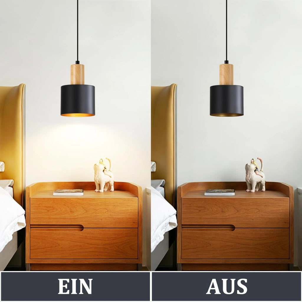 ZMH Lampada a sospensione da cucina retrò E27 40W nero e oro altezza regolabile per isola cucina o zona pranzo