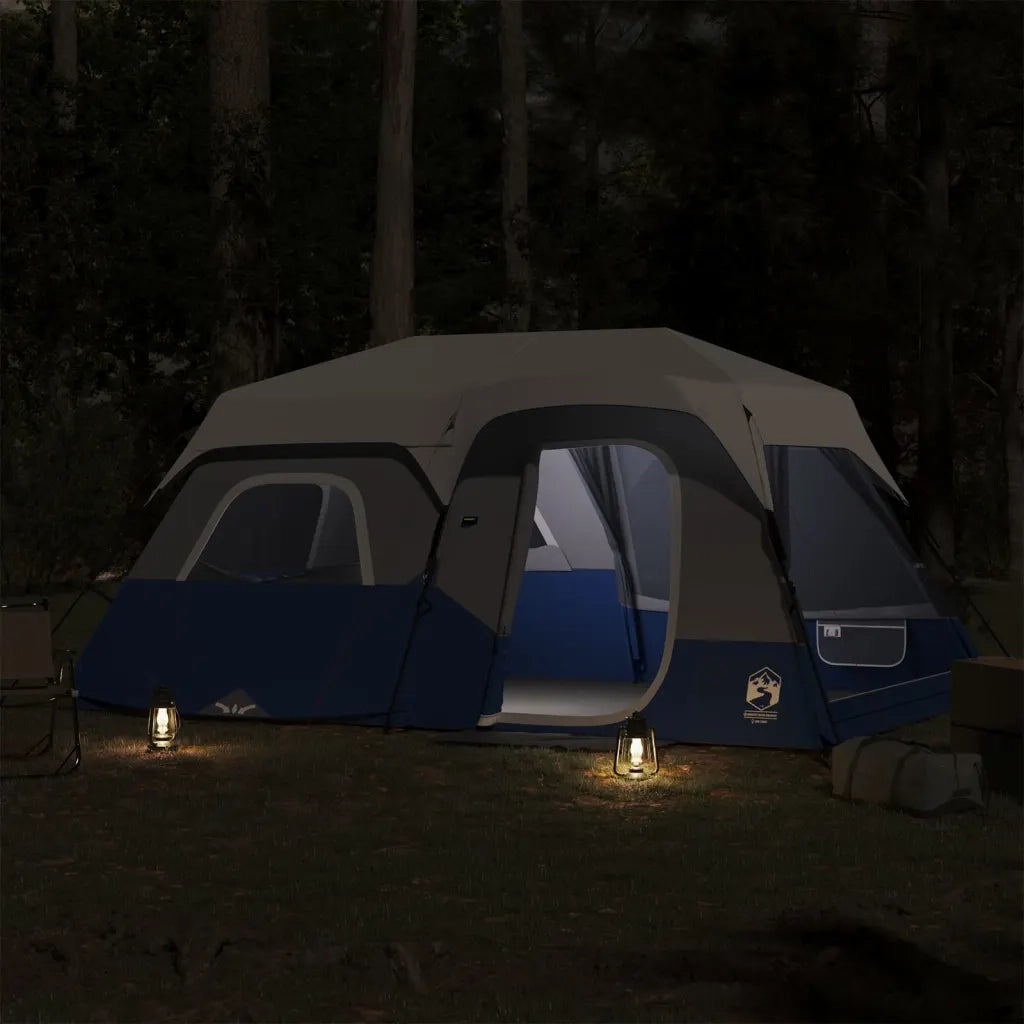 Tenda Famiglia con LED 9 Persone Blu Chiaro a Rilascio Rapido 94310