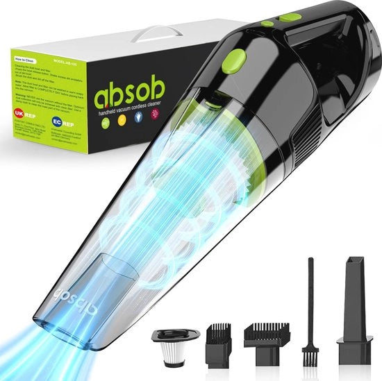 Aspiratore a mano senza fili con luce LED e filtro per auto e casa