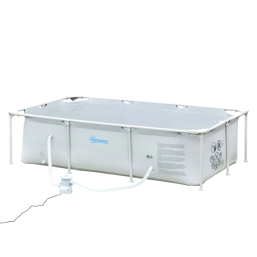 Piscina Desmontabile Tubulare 252x152x65 cm con Depuratore a Cartuccia 1200L/H ¨C Zephmum ¨C Grigio 2163L