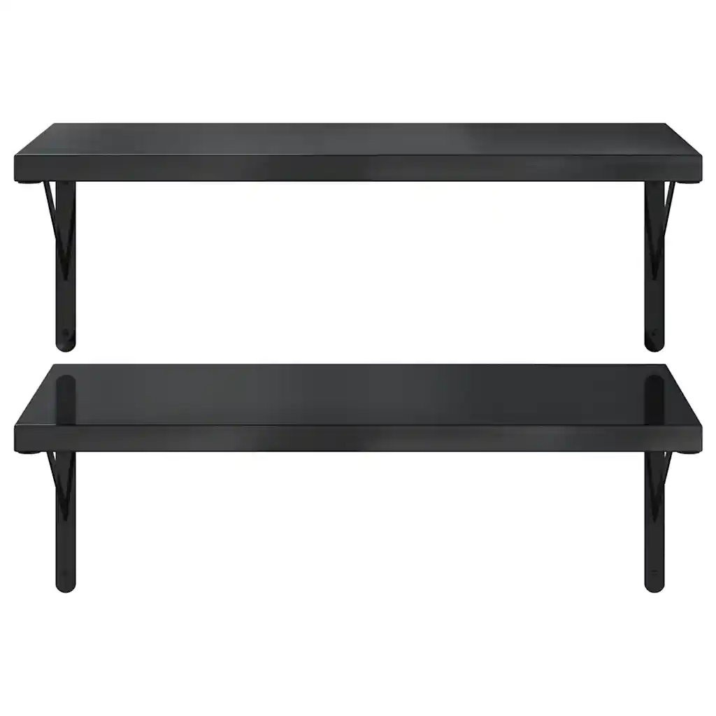 Mensole a Muro 2 pz 75x40 cm Nero in Acciaio Inossidabile 3214514