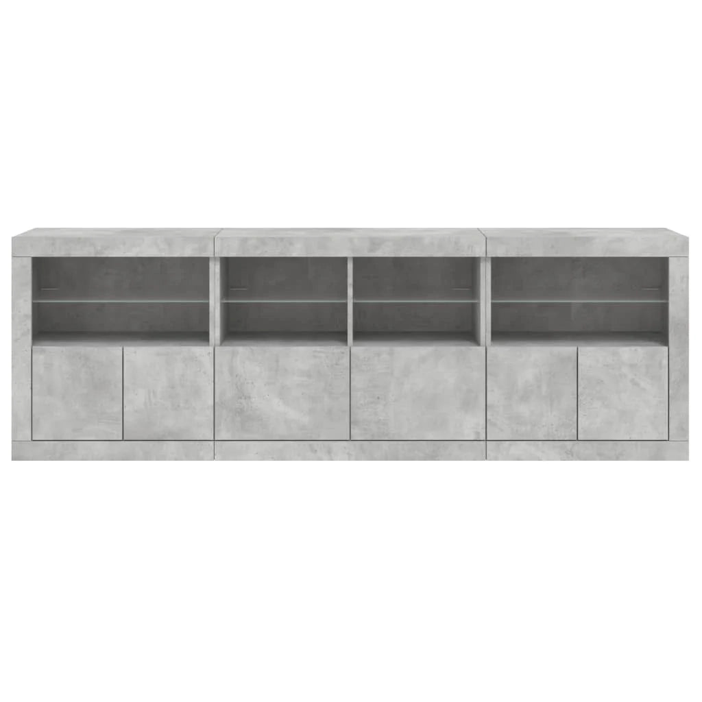 Buffet credenza cassettiera armadio mobile contenitore organizer per cucina soggiorno salotto con luci LED 202 x 37 x 67 cm grigio 02_0029991
