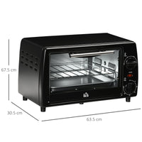 Fornetto Elettrico 10L 750W 36,5x26x22 cm Temperatura Regolabile e Timer Nero