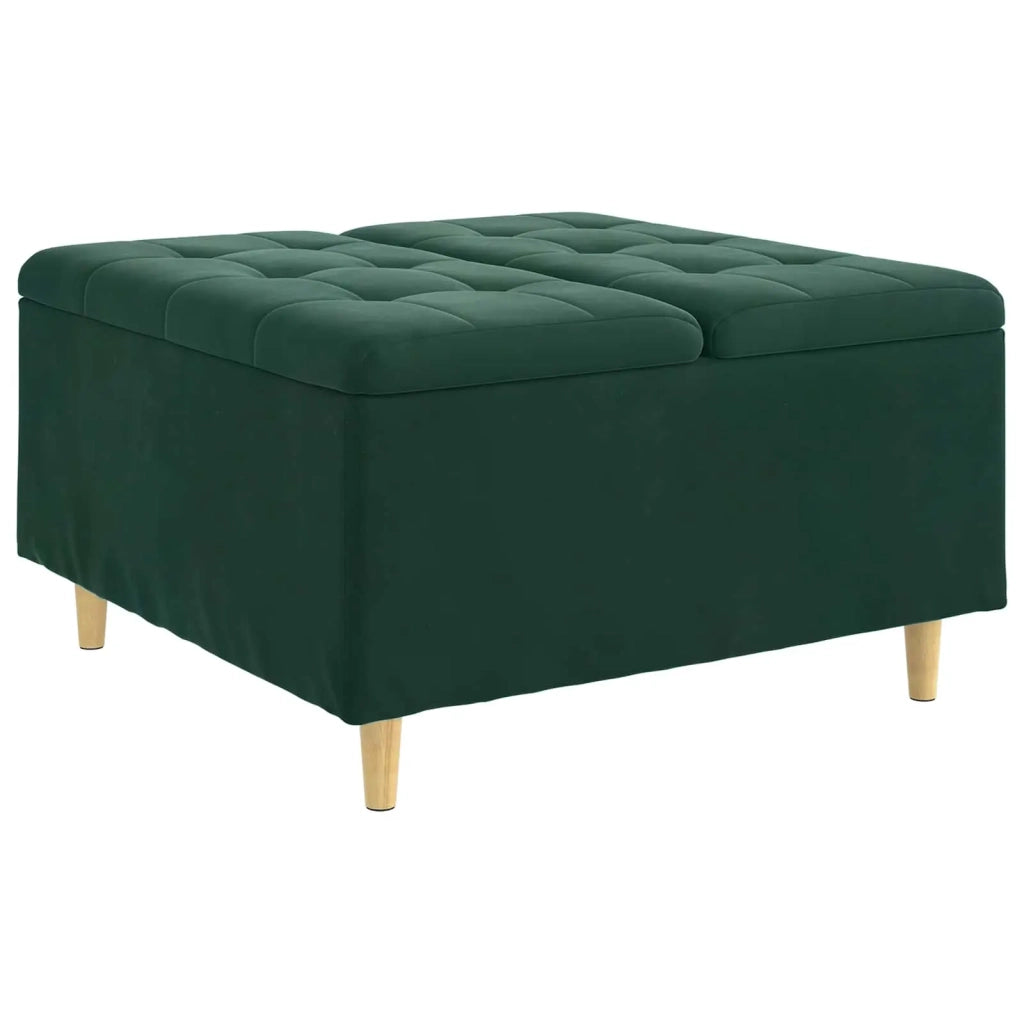 Pouf contenitore Verde Scuro 80 x 80 x 45 cm Velluto
