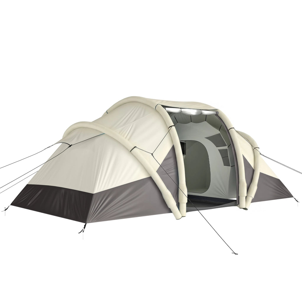Tenda Gonfiabile da Giardino 2-4 Persone ¨C zephmum ¨C 2 Camere, Soggiorno, Grigio 485x245x188cm