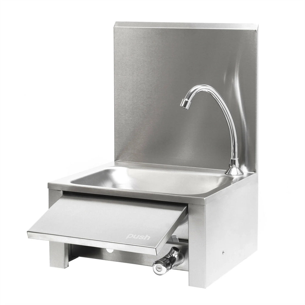 Lavello gastronorm in acciaio inox con comando a ginocchio e lavamani antispruzzo 16_0002395