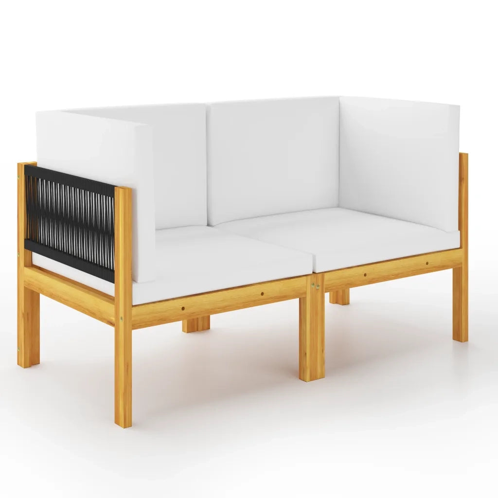 Panchina da Giardino a 2 Posti con Cuscini in Legno di Acacia cod mxl 44353