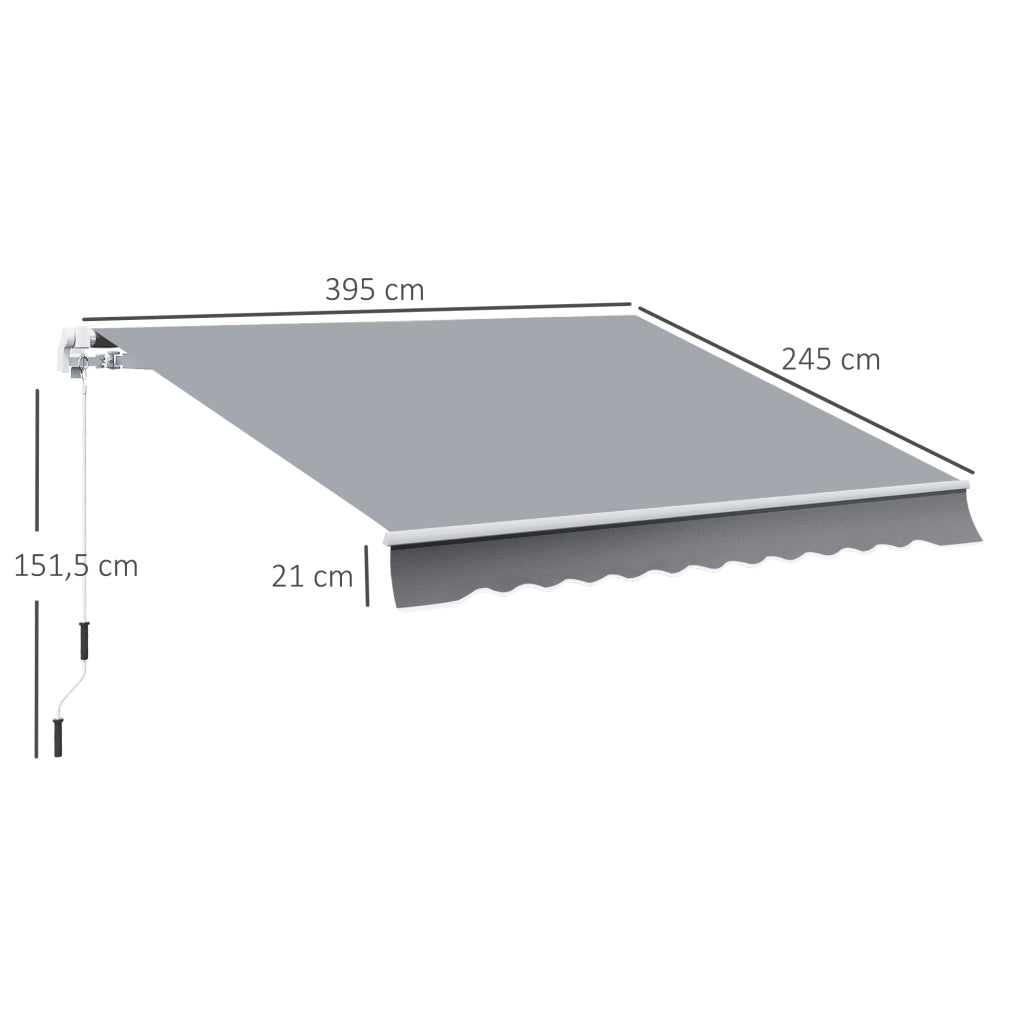 Tenda da sole manuale retrattile per balcone ¨C zephmum ¨C grigio, alluminio, 400x250 cm