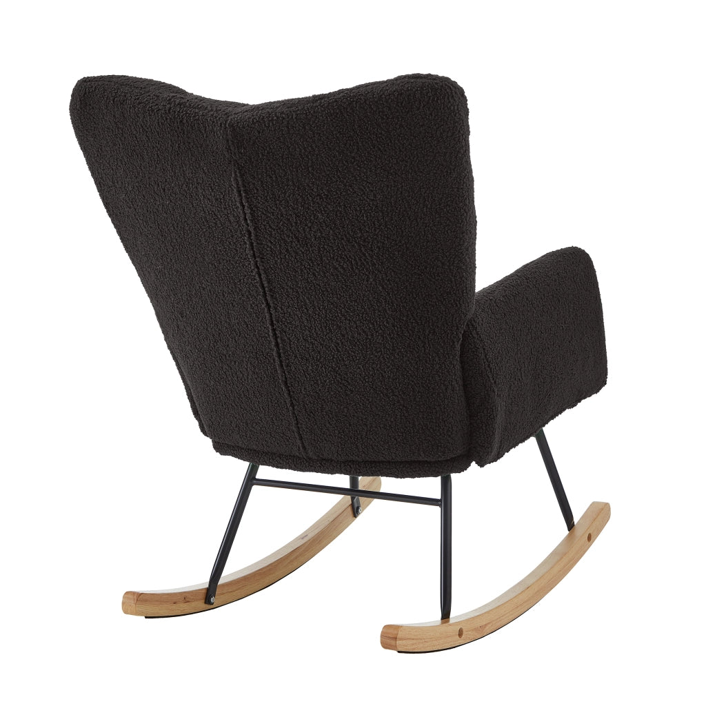 Poltrona a Dondolo ¨C MINIMAL ¨C Legno e Metallo, Design Scandinavo, 69x89x101 cm