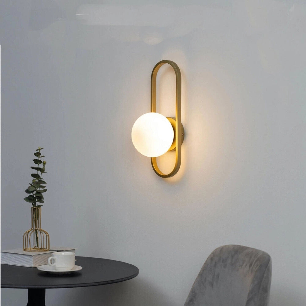 Trade Shop - Applique Da Parete Minimalista Lampada Da Muro In Metallo Bronzo Con Sfera Vetro G9 Aq47 -